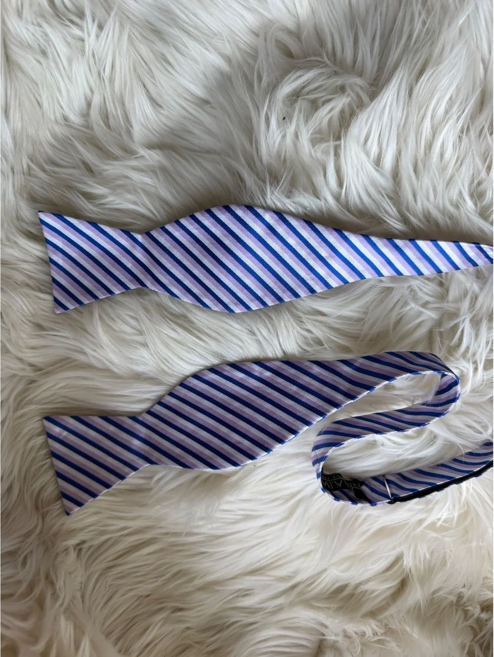Jos. A. Bank Executive Collection Silk Self-Tie Bow Tie Blue and Pink Stripes